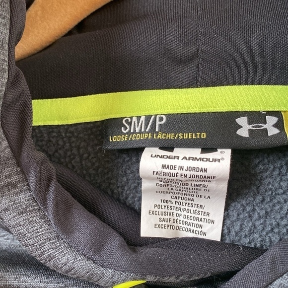 Underarmour Hoodie Sweatshirt reflective Branding Yellow activewear Sz S Unisex - Picture 7 of 8